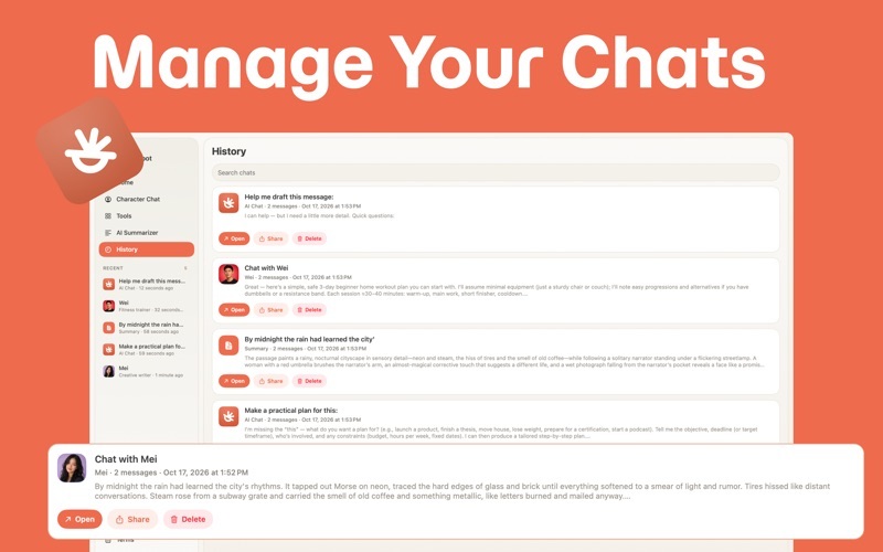 Coral Manage Your Chats promotional screenshot