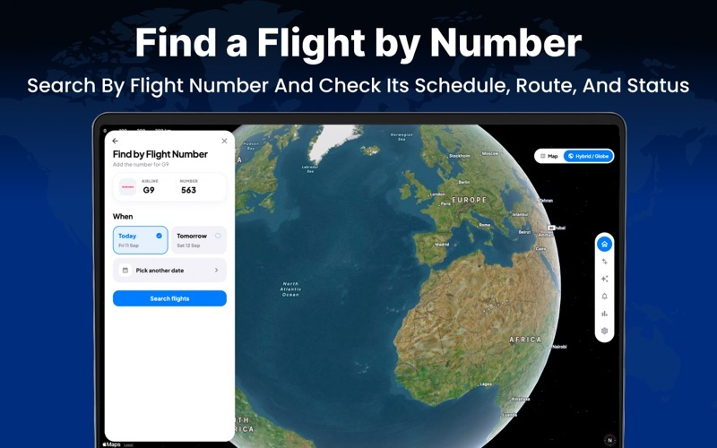 Find a Flight by Number: advertised flight-number search.