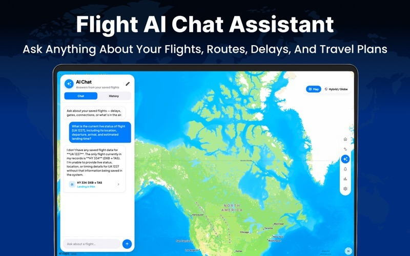 Flight AI Chat Assistant: the promotion advertises AI answers about saved flights.