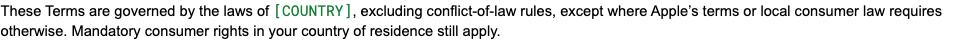 Original terms excerpt with an unfilled COUNTRY placeholder.
