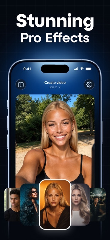 Create video screen with Sora 2 selected, under Stunning Pro Effects